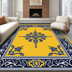 Yellow Blue Ornate Floral Medallion Rug