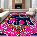 Vibrant Crimson Elephant Medallion Rug