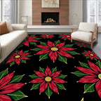Bold Crimson Floral Poinsettia Garden Rug