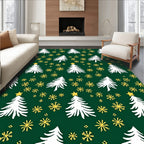 Festive White Pine Gold Star Snowflake Rug