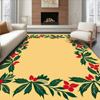 Crimson Berry Vine Botanical Border Rug