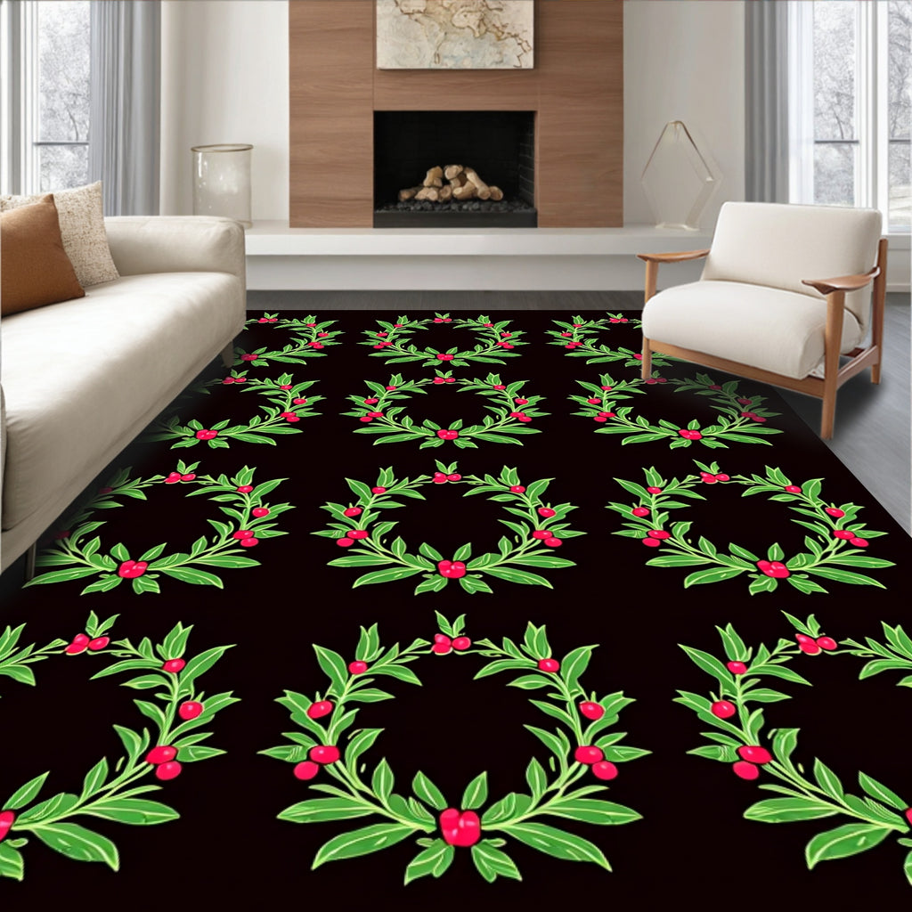 Emerald Wreath Cherry Garland Rug
