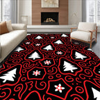 Whimsical Red Tree and Star Rug