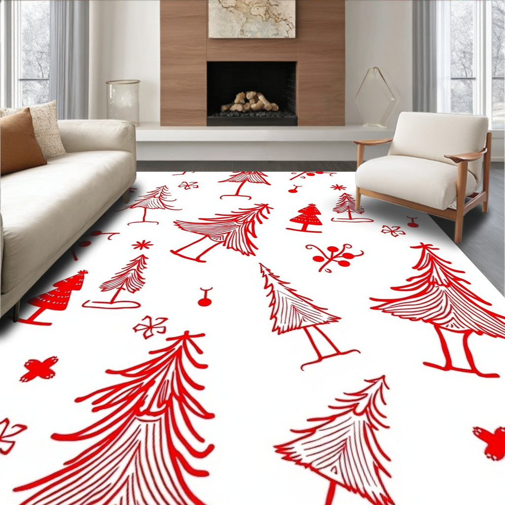 Red Christmas Trees Scatter Rug