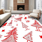 Red Christmas Trees Scatter Rug