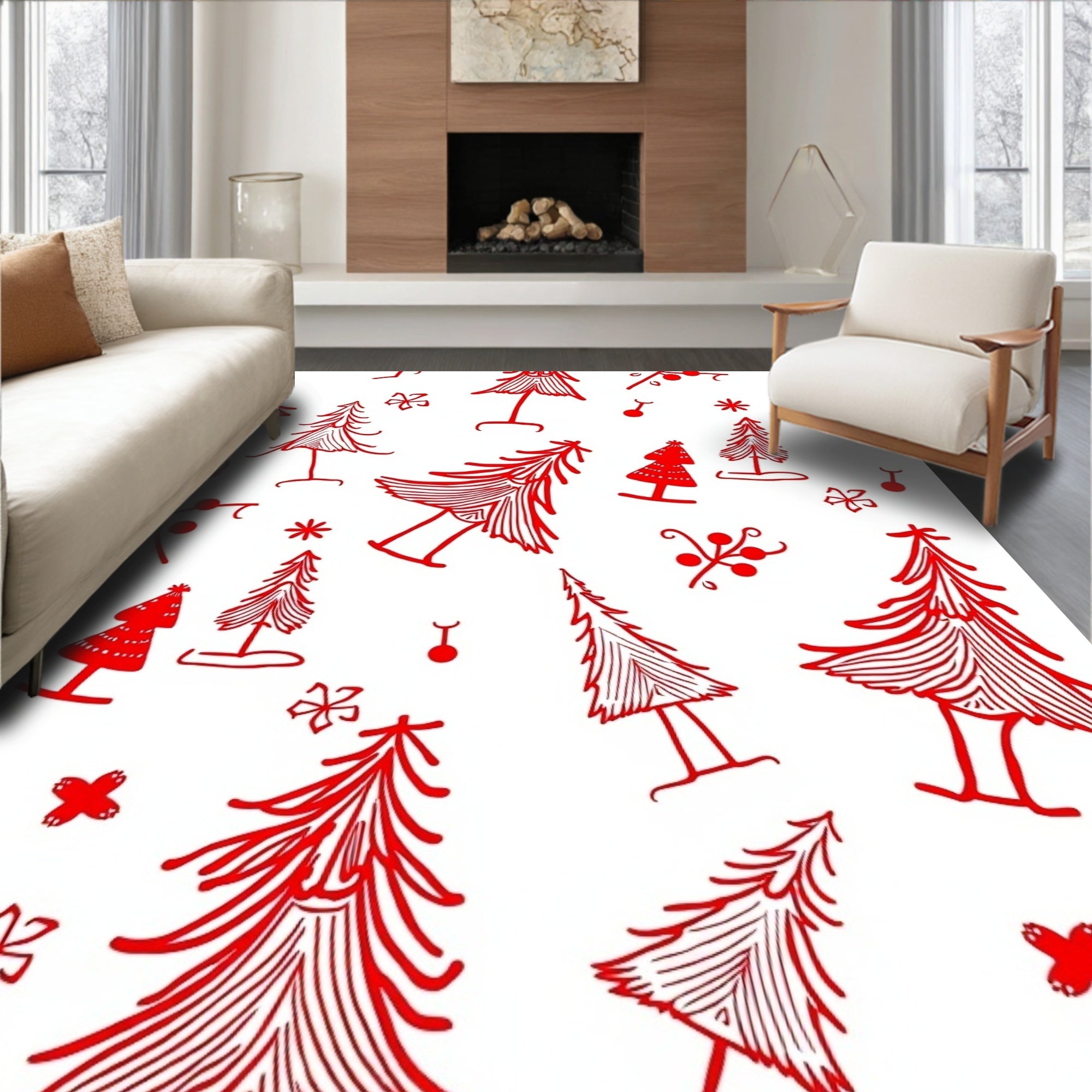 Red Christmas Trees Scatter Rug