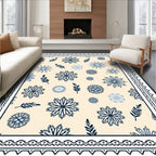 Ivory and Navy Floral Sprigs Rug