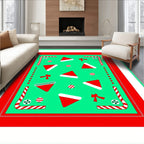 Red Santa Hats Candy Canes Festive Accents Rug