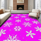 Vibrant Pink Snowflake Cluster Pattern Rug