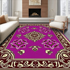 Ornate Purple Floral Heart Medallion Rug