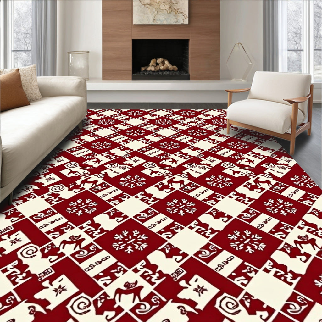 Crimson Diamond Folk Art Deer Rug
