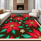 Bold Red Floral Medallion Foliage Rug