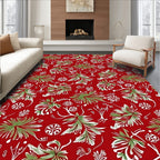 Emerald Green Leafy Garland Background Rug