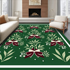 Deep Green Bow Leaf Cluster Rug