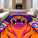 Psychedelic Orange Lion Swirl Rug