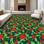 Vibrant Red Berry Foliage Rug