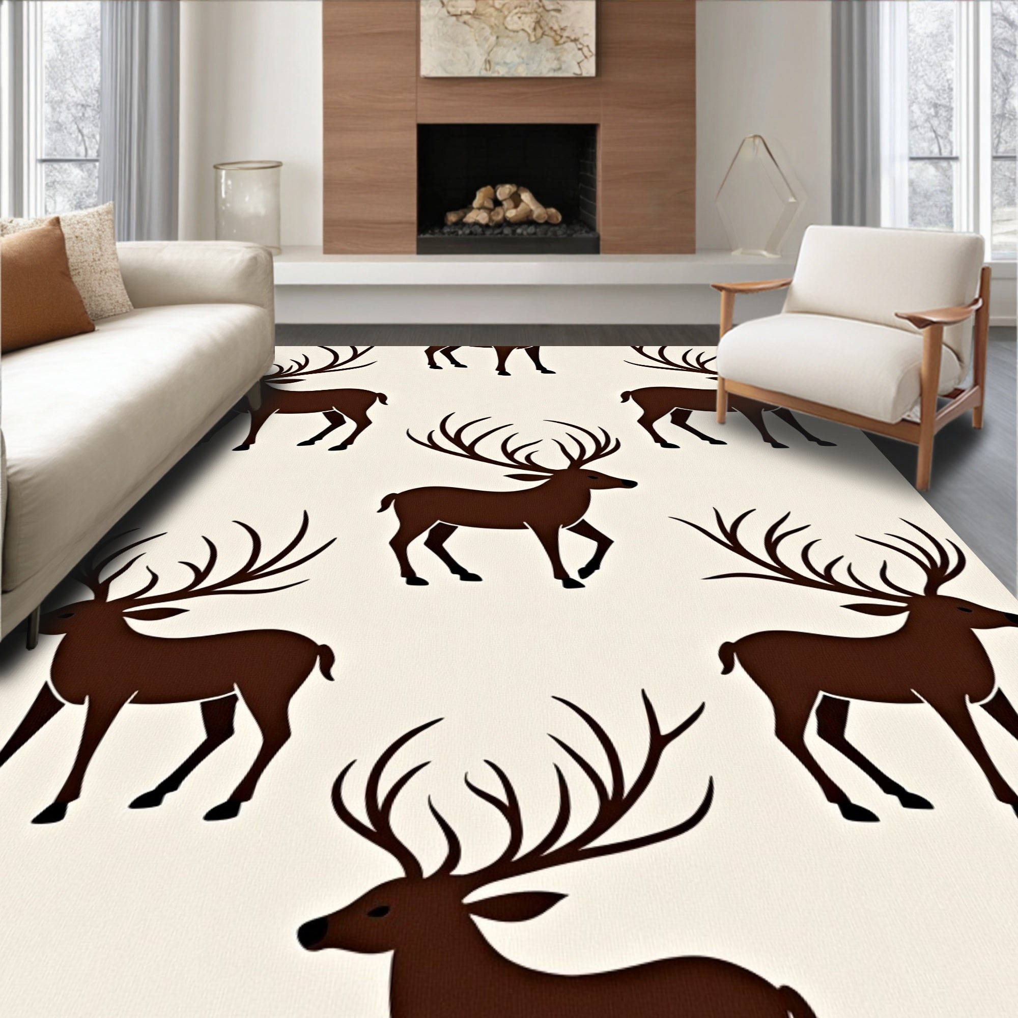 Rich Brown Stag Antler Repeat Rug