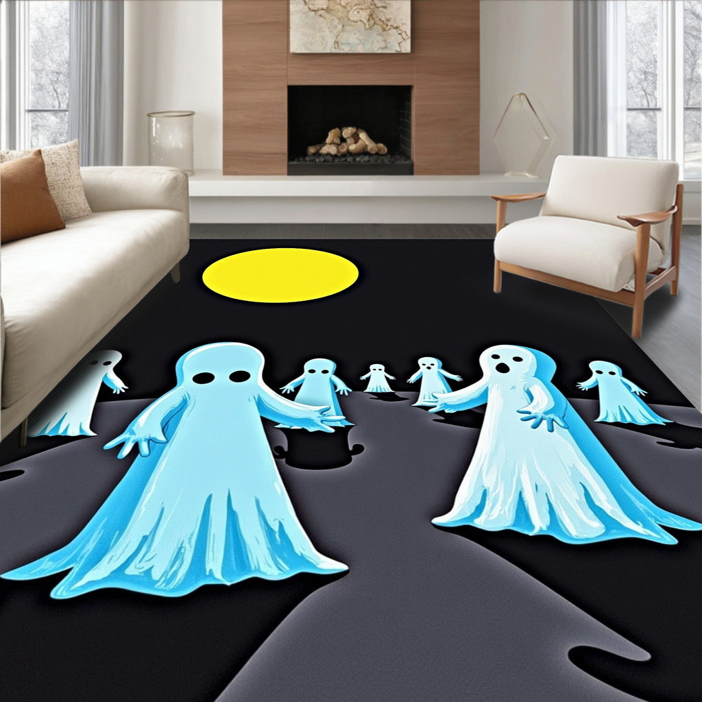 Spectral Blue Ghost Moon Night Rug