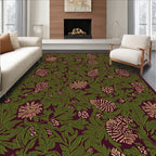 Forest Green Botanical Floral Rug