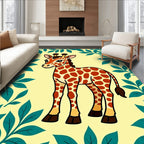 Whimsical Giraffe Leafy Safari Rug