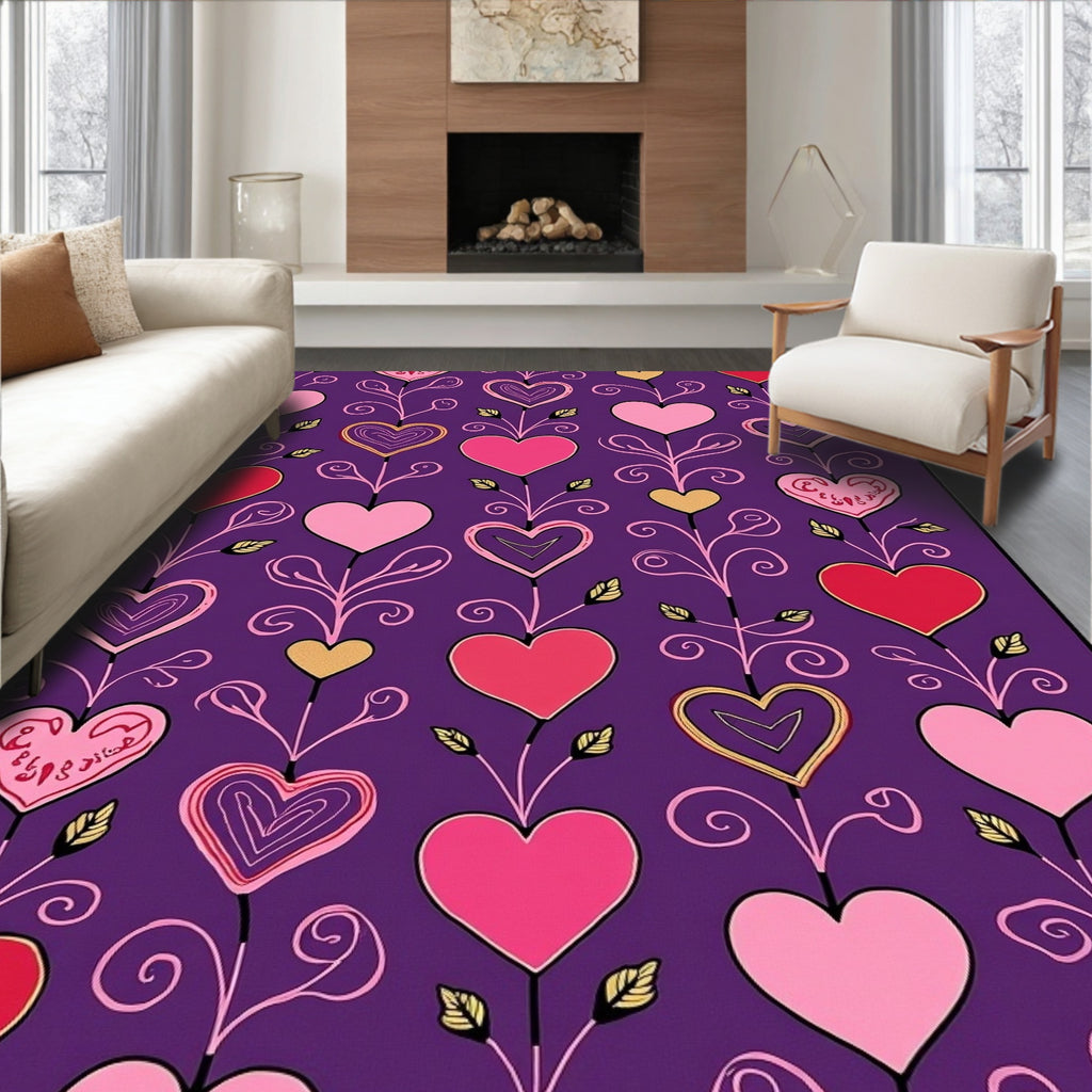 Vibrant Pink Heart Vine Garland Rug