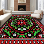 Bold Red Emerald Floral Medallion Rug