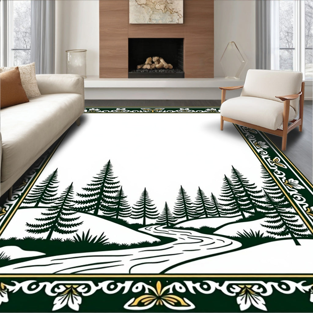 Forest River Scenic Landscape Art Rug