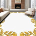 Golden Floral Border Accent Rug