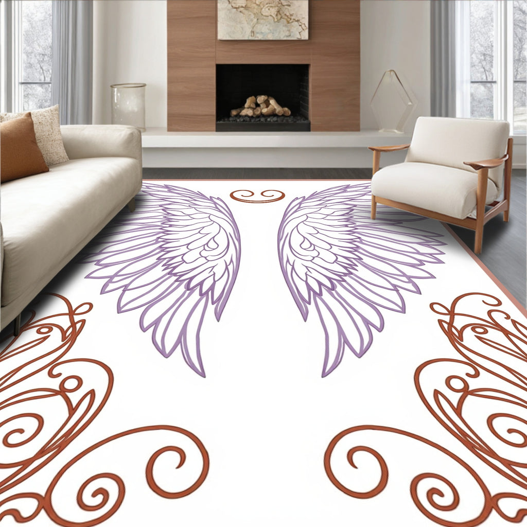 Lavender Angel Wings With Copper Flourishes Rug