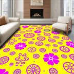 Vibrant Yellow Pink Floral Mandala Rug