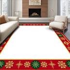 Crimson Gold Green Folk Floral Border Rug