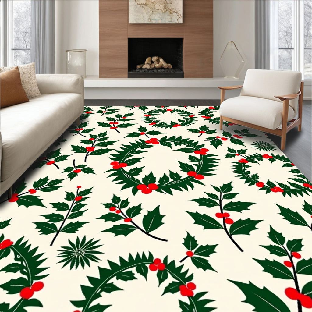 Holiday Holly Wreath Arrangement Rug