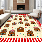 Festive Gingerbread Houses Scattered Dots Rug
