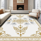Gold Gray Ornately Winged Bloom Rug