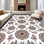 Crimson Mint Mandala Garden Tile Rug