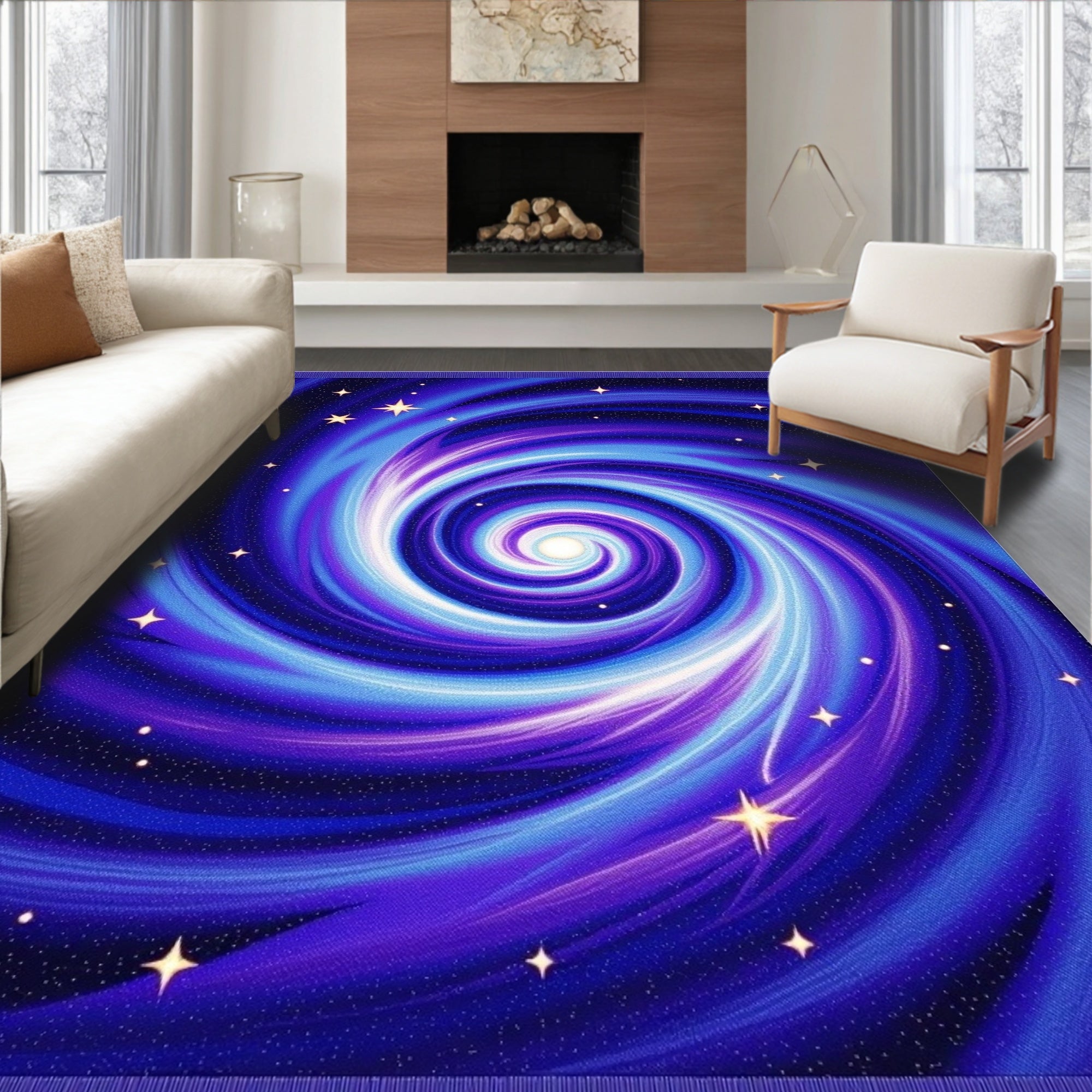 Galactic Swirl Starry Night Rug