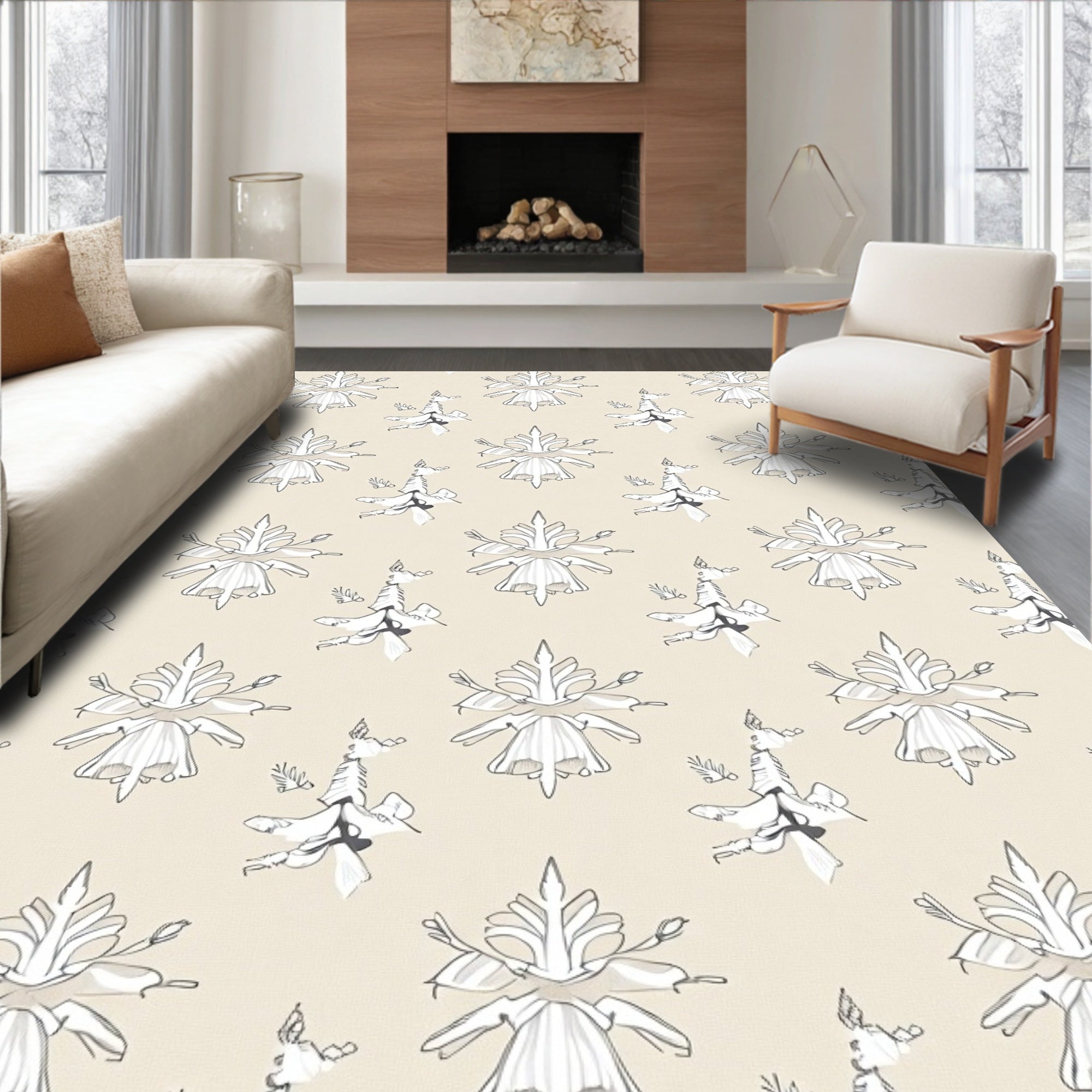 Cream Floral Fusia Medallion Rug