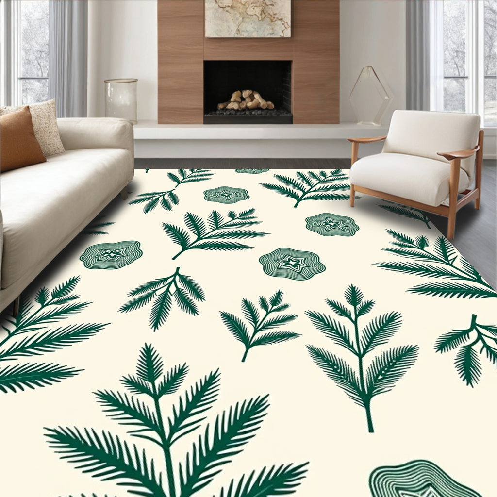 Forest Green Foliage Starburst Rug