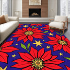 Bold Red Poinsettia Starry Night Rug