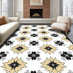 Gold Starburst and Bloom Arrangement Rug