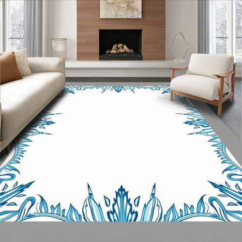 Azure Floral Border Medallion Rug