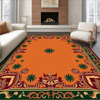 Ornate Burgundy Emerald Floral Frame Rug