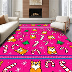 Cute Corgi Candy Cane Christmas Trees Rug