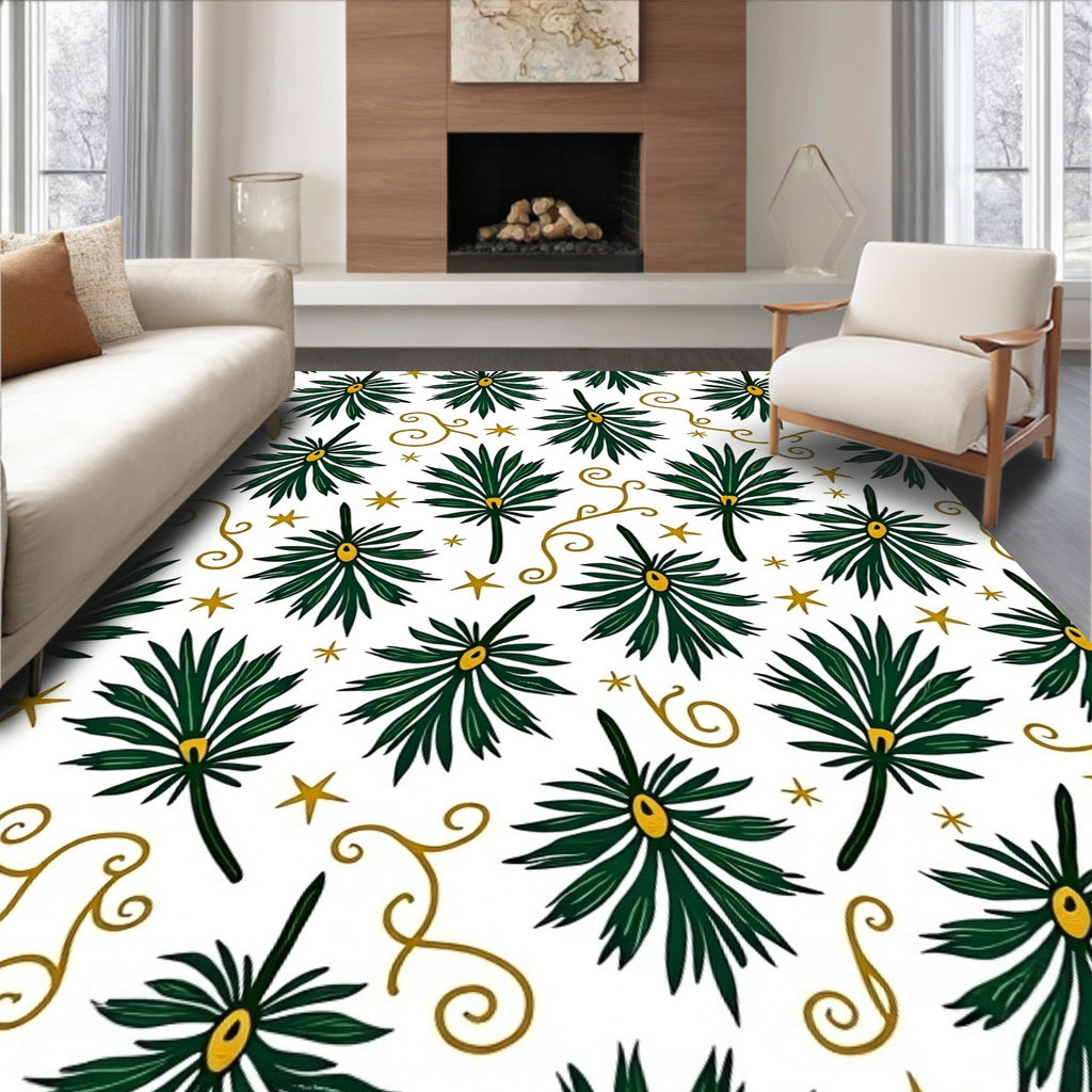 Green Tropical Star Swirl Rug