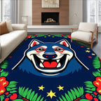 Blue Husky Festive Floral Star Cover Rug