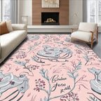Sketchy Pink Foliage Sneaker Collage Rug