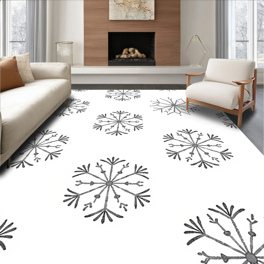 Gray Snowflake Collection Scatter Rug