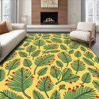 Festive Green Palm Fronds Red Berries Rug