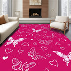Pink Butterfly Heart Collection Rug