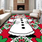 Festive Snowman Holly Mandala Rug